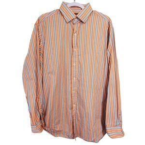 Polo Ralph Lauren Regent Classic Fit Striped Shirt Orange Blue Mens 17 34/35